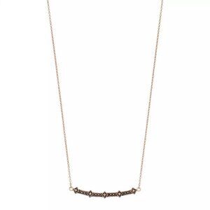 Black and Gold La Belle Vie Marcasite Curved Bar Necklace 17-18"
